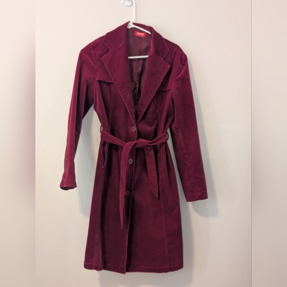Vintage Velvet Esprit Bright Fushcia Trench Coat S/M